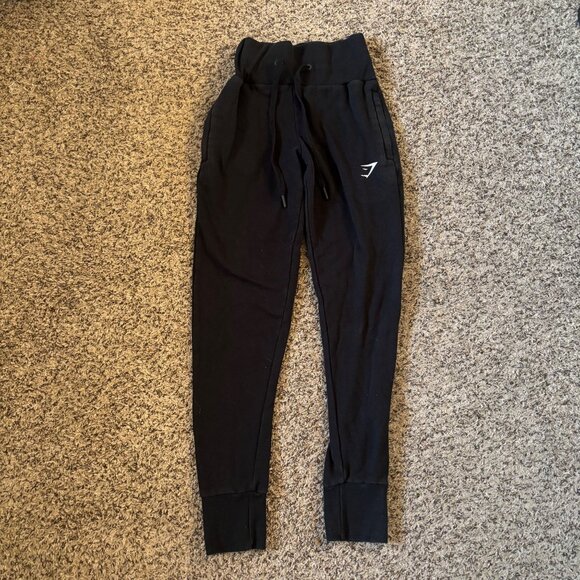 Gymshark Womens Black Joggers XS Drawstring Waist Slim Fit Stretchy Knit - Picture 1 of 6